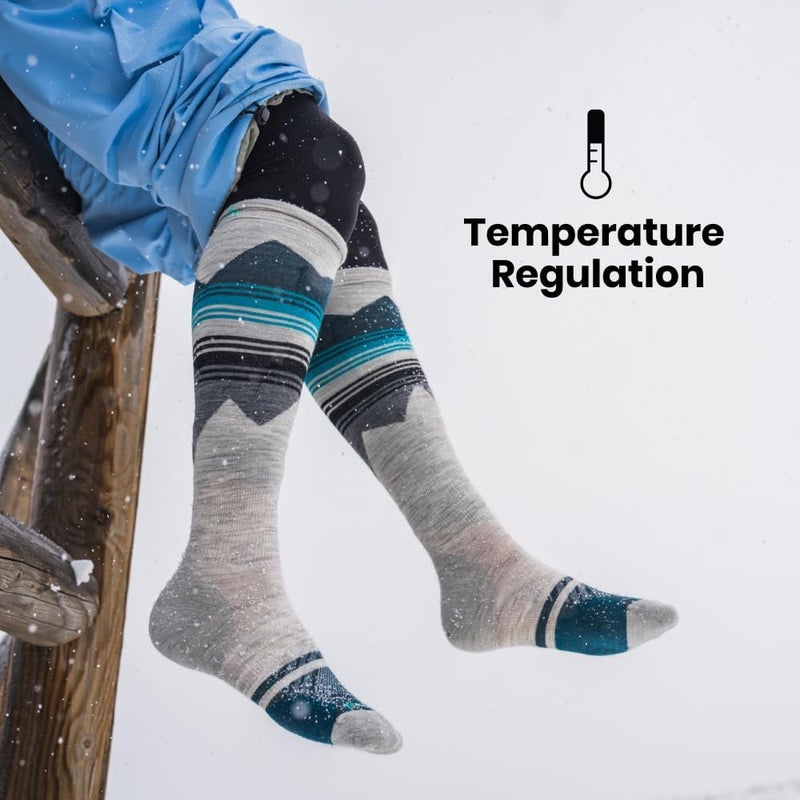 SmartWool Unisex Kids Junior Ski Zero Cushion Geo Peaks Print Over the Calf Socks (Little Kid/Big Kid) - Image 5